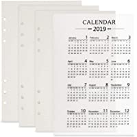 Kbnian 3 x Papel de recambio (135 hojas) Hojas de Recambio A5 + Calendario 2019 de Hoja Suelta Separador de Página para…